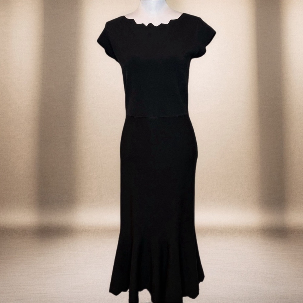 Rachel Parcell Black Stretch Knit Sheath Dress With Peplum Hem Size